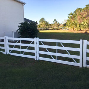 A white double gate which can be 12 to 16 feet.