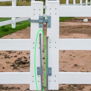A drop pin is circled in bright green indicating this is the product being sold by Gardner Fence.