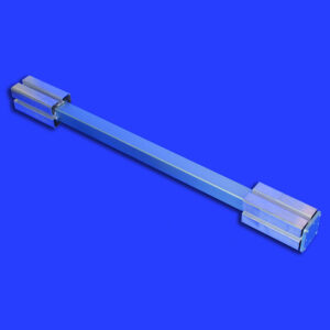 A top mount post with PVC guides for fences sold by Gardner Fence.